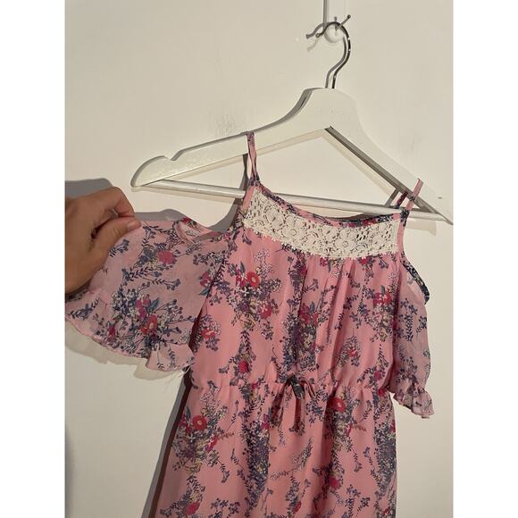 Pink & Violet Girls Dress Spring Summer Easter 7/8 pink & flowers - Picture 3 of 5